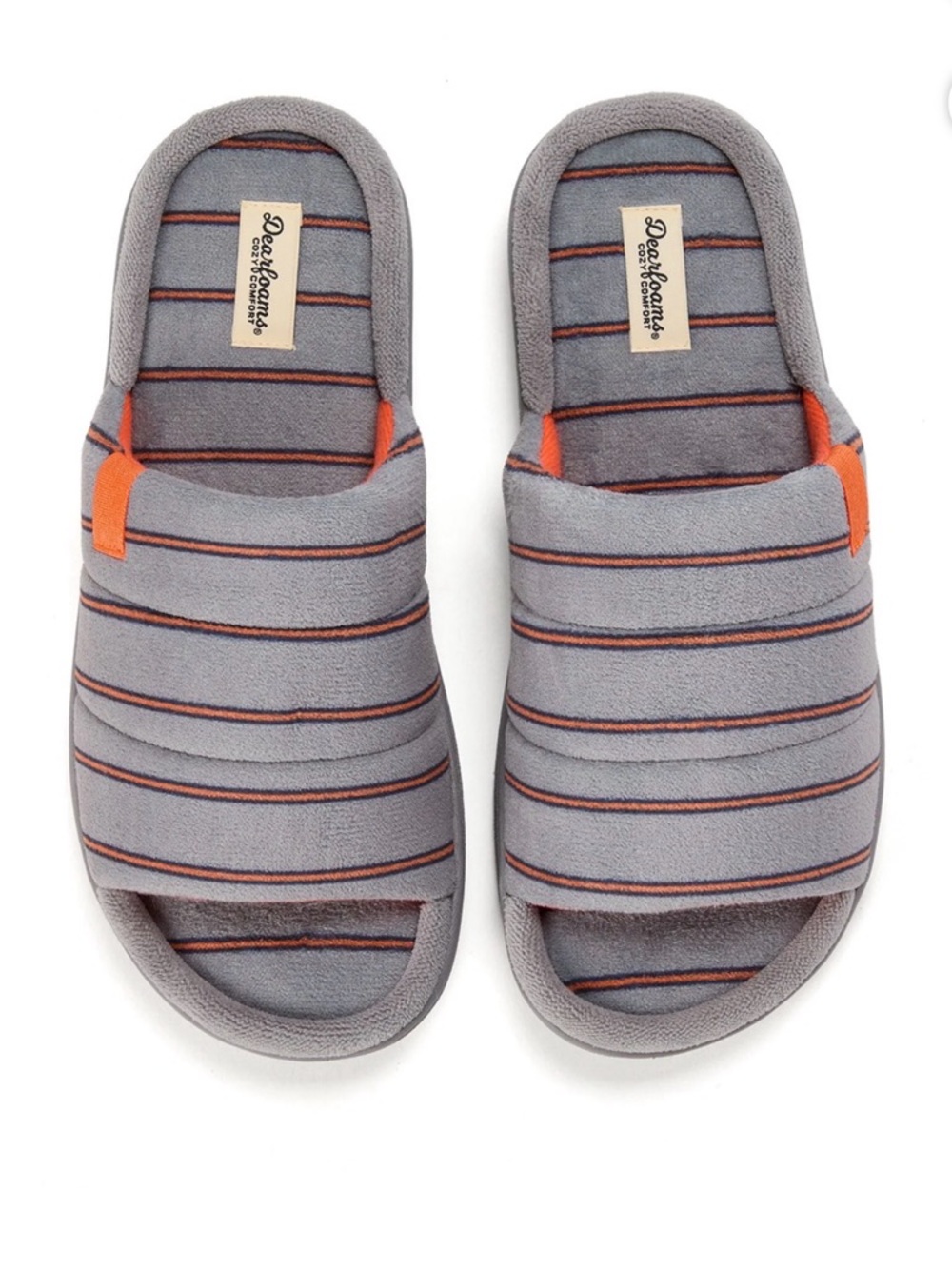 💜 Dearfoams Cozy Comfort Men's Striped Slide Slippers Size:Large (11-12)